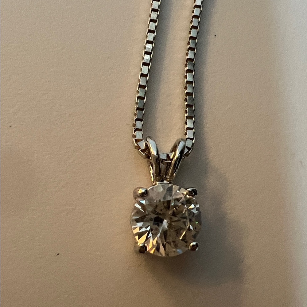 Solid Sterling Silver Necklace with CZ Pendant